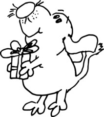 A dog with a gift is a cheerful holiday