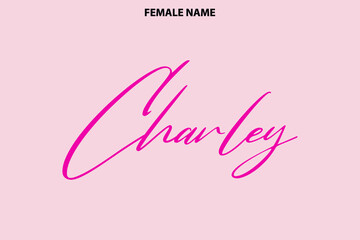 Girl Name Alphabetical Text   Charley on Pink Background