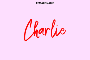 Typography Personal Female Names Charlie on Pink Background