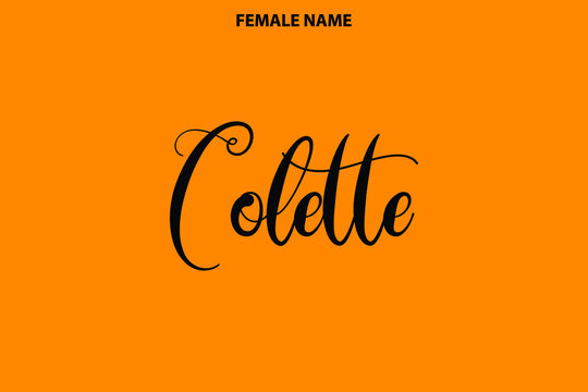Cursive Text Lettering Girl Name Colette on Yellow Background