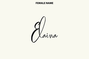 Typography Text Design Given Girl Name  Elaina on Light Yellow Background