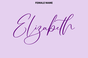 Typography Text Design Given Girl Name Elizabeth on Purple Background