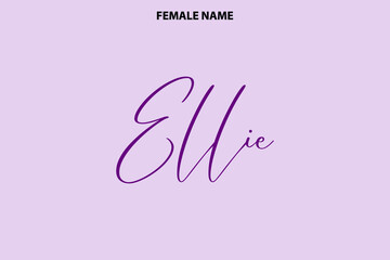 Women's Name Ellie Calligraphy  Text on Purple Background