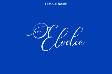 Elodie Girl Name Alphabetical Text on Blue Background