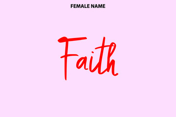 Text Calligraphy Girl Name Design Faith on Pink Background