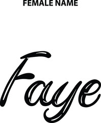 Outline Calligraphy Text Girl Female Name Faye