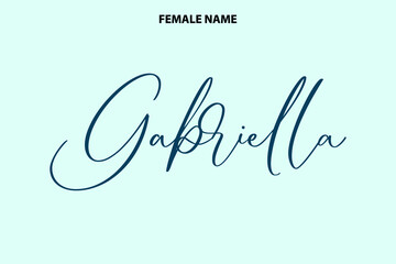 Text Lettering Female First Name Gabriella on Cyan Background