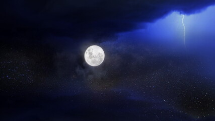  starry sky moon on night  dramatic clouds  nebula cosmic  nature landscape  weather forecast