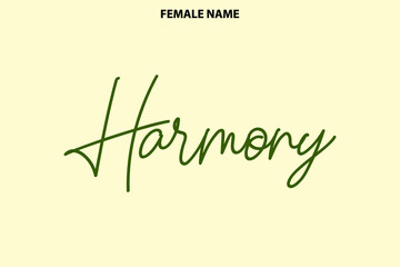 Text Lettering Female First Name Harmony on Light Yellow Background