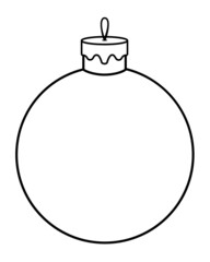 Christmas ball, Christmas toy - vector linear picture for coloring book, logo or pictogram. Outline. Element for Christmas coloring book