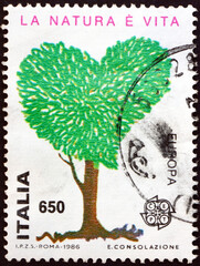 Postage stamp Italy 1986 heart-shaped tree