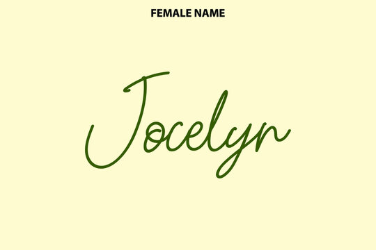 Jocelyn Girl's Name Elegant Vector Text Lettering Series on Yellow Background