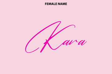 Text Lettering Female First Name Kara on Pink Background