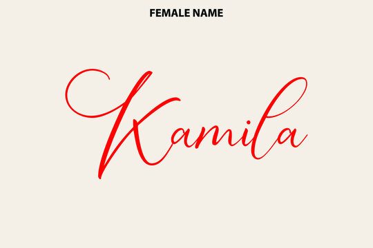 Typography Personal Female Names Kamila on Yellow Background