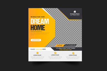 Construction renovation Handyman home repair social media post  template design 