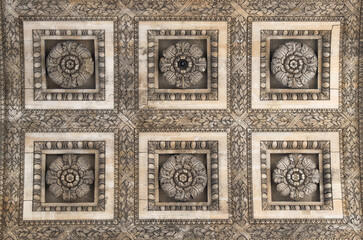 Fototapeta na wymiar Paris, France, Europe: the ceiling with 21 sculpted roses of of the Triumphal Arch of the Star (Arc de Triomphe de l'Etoile), one of the most famous monuments of Paris in Place Charles de Gaulle 