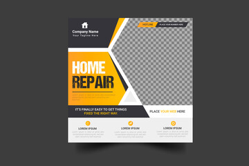 Construction renovation Handyman home repair social media post  template design 