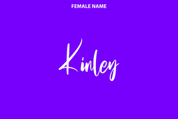 Typography Personal Female Names Kinley on Purple Background