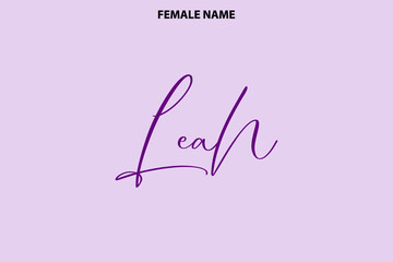  Leah Women's Name Calligraphy Text  on Purple Background