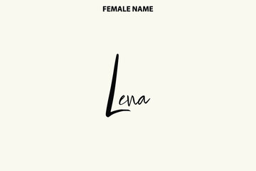 Typography Personal Female Names Lena on Light Yellow Background