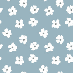 Naklejka na ściany i meble Seamless floral pattern based on traditional folk art ornaments. Colorful flowers on color background. Scandinavian style. Sweden nordic style. Vector illustration. Simple minimalistic pattern