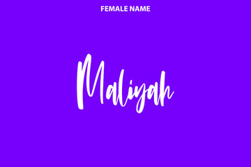 Maliyah Girl Name Alphabetical Text on Purple Background