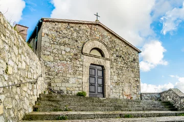 Photo sur Aluminium Tour de Pise The tiny church of Saint Michael the Archangel in the town of Micciano, diocese of Volterra, municipality of Pomarance, province of Pisa, Tuscany region, Italy