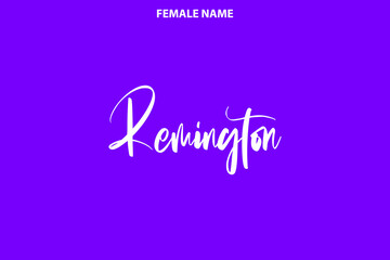 Cursive Text Lettering Girl Name Design Remington on Purple Background