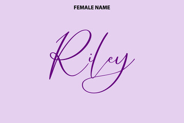 Riley Girl Name Alphabetical Text    on Purple Background