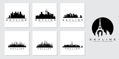 City Skyline,Skyscraper for Urban Real Estate Building Logo Design Vector