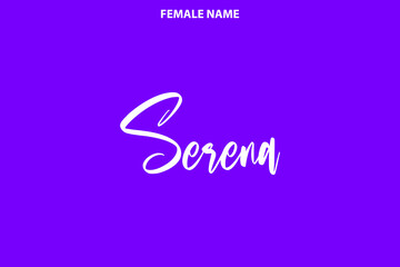 Hand Drawn Vector Girl Name Seren on Purple Background