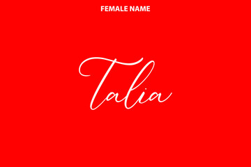 Typographic Spelling of The Girl Name Talia on Red Background - obrazy, fototapety, plakaty