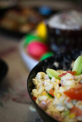 close up of a plate with salad
