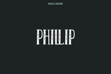 Phillip Boy Name in Stylish Grunge Bold Typography Text Sign