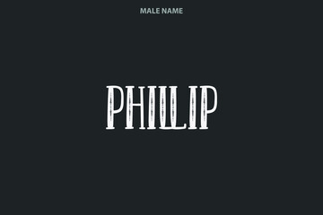 Phillip Boy Name in Stylish Grunge Bold Typography Text Sign