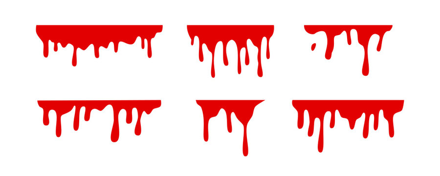 set of red blood or paint splatters, Halloween design element