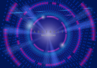 Dots and dash polygon shape and light ray, technology abstract background.