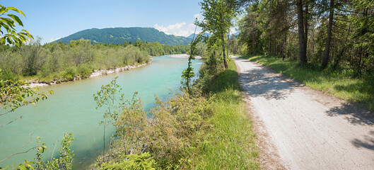 walkway from Bad Tolz to Lenggries, along Isar river, upper bavaria