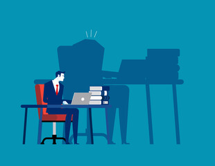 Fototapeta premium Lost head shadow employee working. Business vector illustration