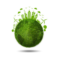 Green planet earth covered with grass. Earth day, Sustainable development, World environment day...