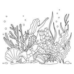 Mermaid for antistress isolated on white background. Vector coloring book with a marine theme.