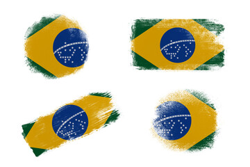 Sublimation backgrounds set on white background. Abstract shapes in colors of national flag. Brazil
