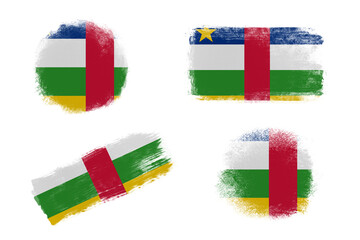Sublimation backgrounds set on white background. Abstract shapes in colors of national flag. Central African Republic