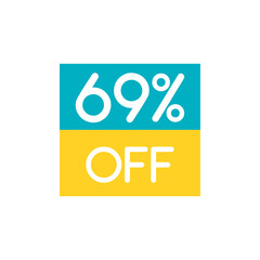 Up To 69% Off Special Offer sale sticker on white. Vector