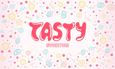 Fototapeta na wymiar Tasty Sweeties Background Pop Art - Vector
