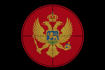 Sniper sight. Conceptual graphics in colors of national flag. Montenegro