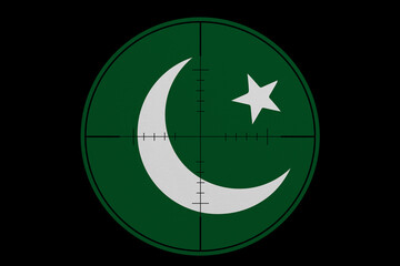 Sniper sight. Conceptual graphics in colors of national flag. Pakistan