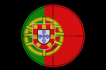Sniper sight. Conceptual graphics in colors of national flag. Portugal