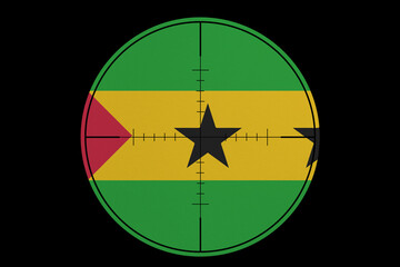 Naklejka na ściany i meble Sniper sight. Conceptual graphics in colors of national flag. Sao Tome