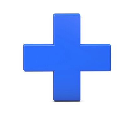 Plus symbol isolated on white background. Health care icon. Medical symbol of emergency help. 3D rendering. 3D illustration